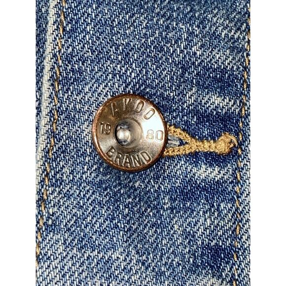 VTG AKOO Redline 2 Piece Denim Set Button Up Jean Jacket & Pants SZ M TOP 36X32 - Picture 16 of 16